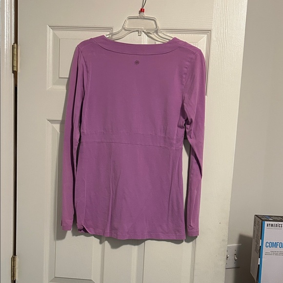 Athleta Purple V-Neck Athletic Long Sleeve Top - Picture 2 of 3